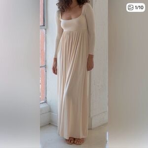 Rachel Pally Isa Dress Cream Empire Waist Maxi Maternity photo shoot SZ L